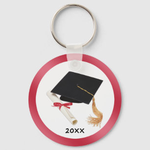 Black Mortar and Diploma Keychain