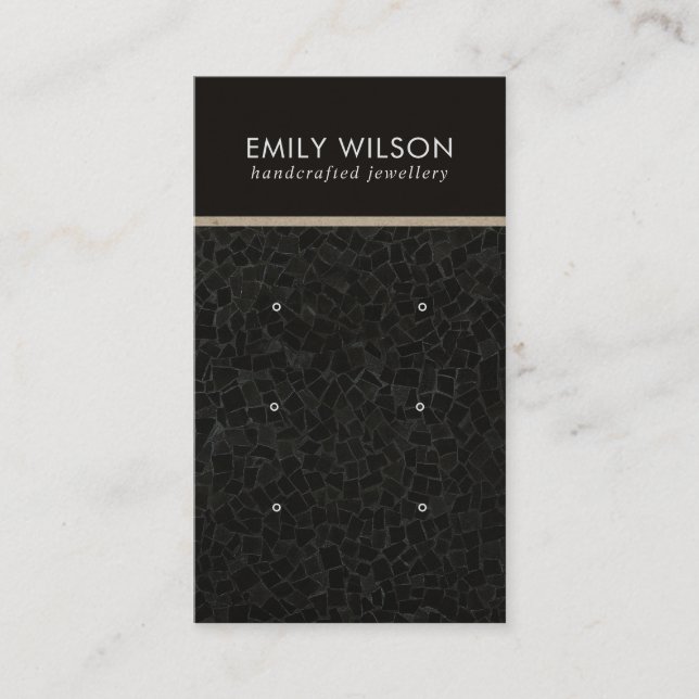 BLACK MOSAIC TEXTURE 3 STUD EARRING DISPLAY CARD (Front)
