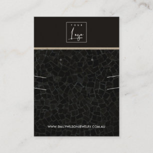 BLACK MOSAIC TEXTURE NECKLACE EARRING DISPLAY BUSINESS CARD