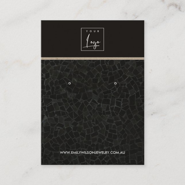 BLACK MOSAIC TEXTURE STUD EARRING DISPLAY CARD (Front)
