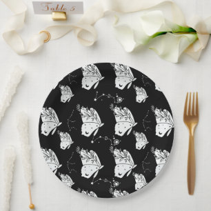 Black Moth Butterfly Pattern Paper Plate