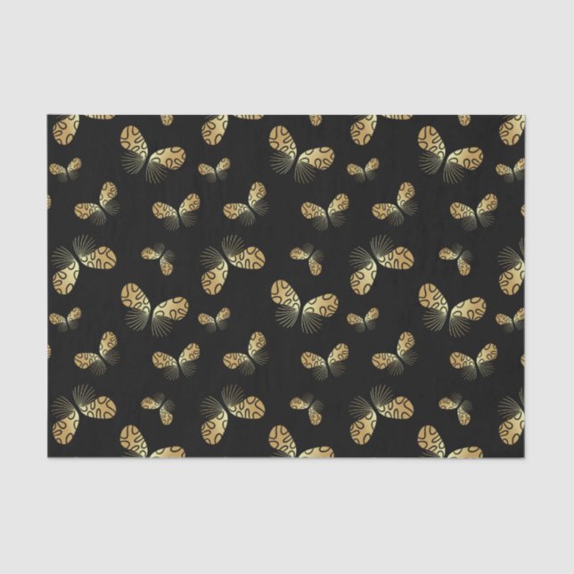 Black Moth Butterfly Pattern Tissue Paper (Front)