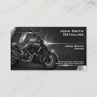 Black Motorcycle Detailing Washing Repair Business Card