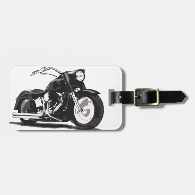 Black motorcycle luggage tag (Front Horizontal)