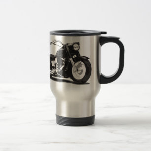 Black motorcycle travel mug