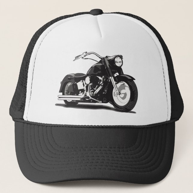 Black motorcycle trucker hat (Front)