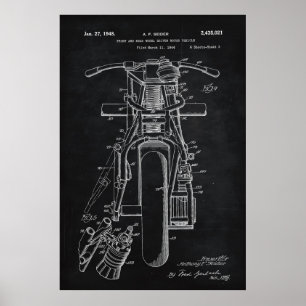 Black   Motorcycles Patent Poster
