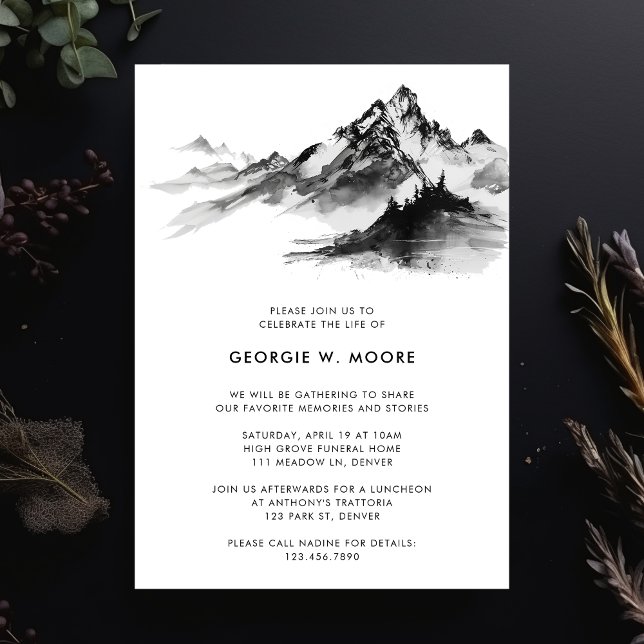 Black Mountain Forest Funeral Celebration of Life Invitation (Creator Uploaded)