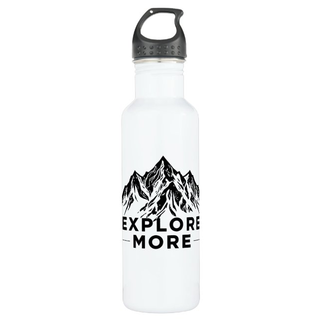 Black Mountain Peaks | Explore More Hiking Travel 710 Ml Water Bottle (Front)