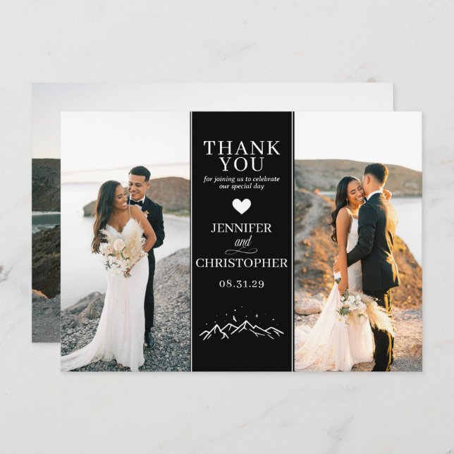 Black Mountain Wedding Thank You Card (Front/Back)