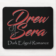 Black mousepad with Drew Sera's logo