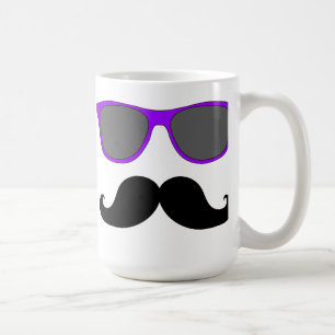 Black Moustache and Purple Sunglasses Humour Coffee Mug