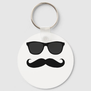 Black Moustache and Sunglasses Humour Gift Key Ring