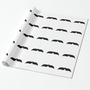 Black Moustache Background Wrapping Paper