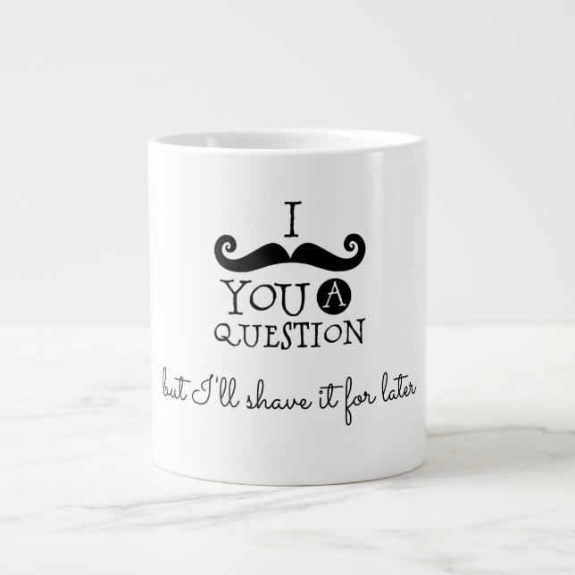 Black Moustache Humour Large Coffee Mug (Front)