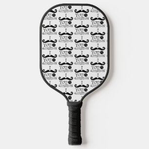 Black Moustache Humour Pickleball Paddle