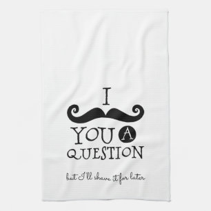 Black Moustache Humour Tea Towel