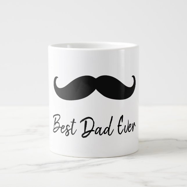 Black Moustache Large Coffee Mug (Front)