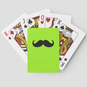 Black Moustache on Green Background Playing Cards