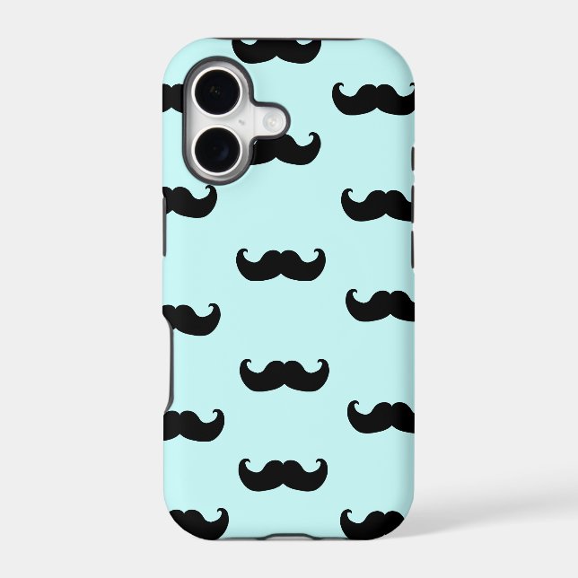 Black Moustache Pattern on blue (Back)