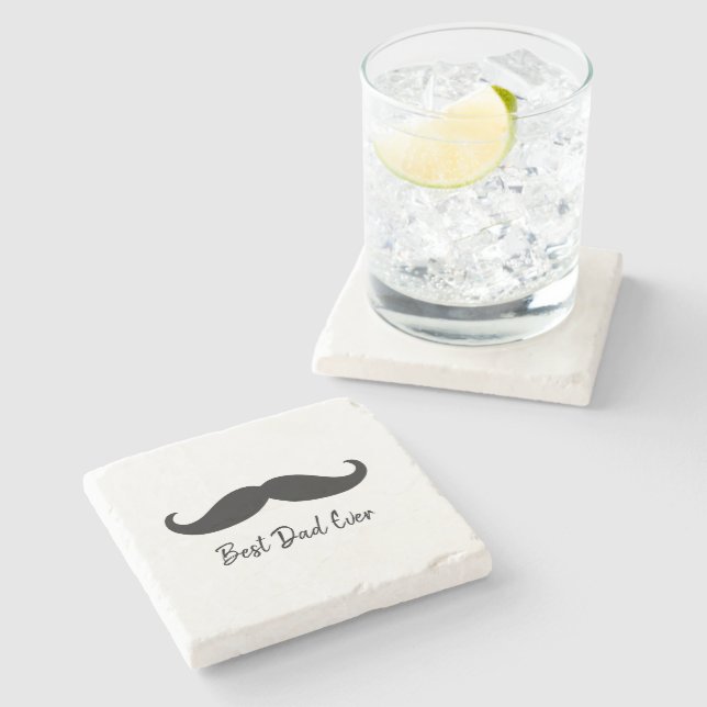 Black Moustache Stone Coaster (Side)