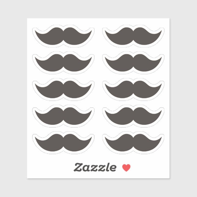 Black Moustaches Moustache Set of 10 Stickers (Sheet)