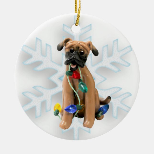 Black Mouth Cur Christmas Ornament (Front)