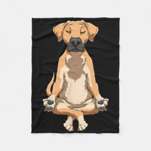 Black Mouth Cur Dog Yoga Funny Meditating Cur Dog Fleece Blanket