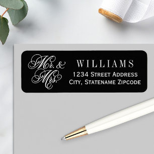 Black Mr and Mrs Wedding Return Address
