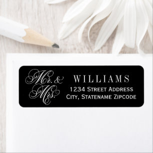 Black Mr and Mrs Wedding Return Address