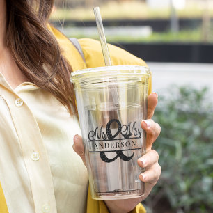 Black Mr & Mrs Monogram Wedding Party Personalised Acrylic Tumbler