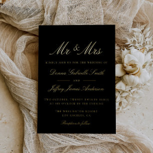 black MR & MRS wedding gold