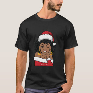 Black Mrs Claus W Afro Winking African American Ch T-Shirt