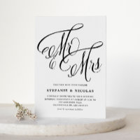 Black Mrs & Mrs Rustic Script QR Code Wedding