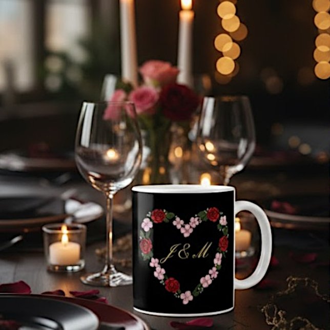 Black Mug with Crown of Pink and Red Roses (Creator Uploaded)