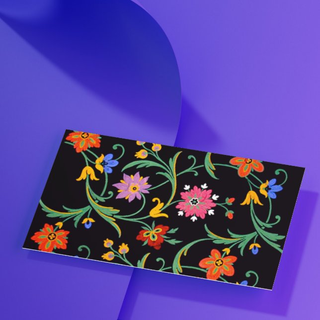 Black Multi-Colour Floral Business Card (Creator Uploaded)