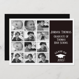 Black Multi Photo Grad Photo Invitation 7" x 5"