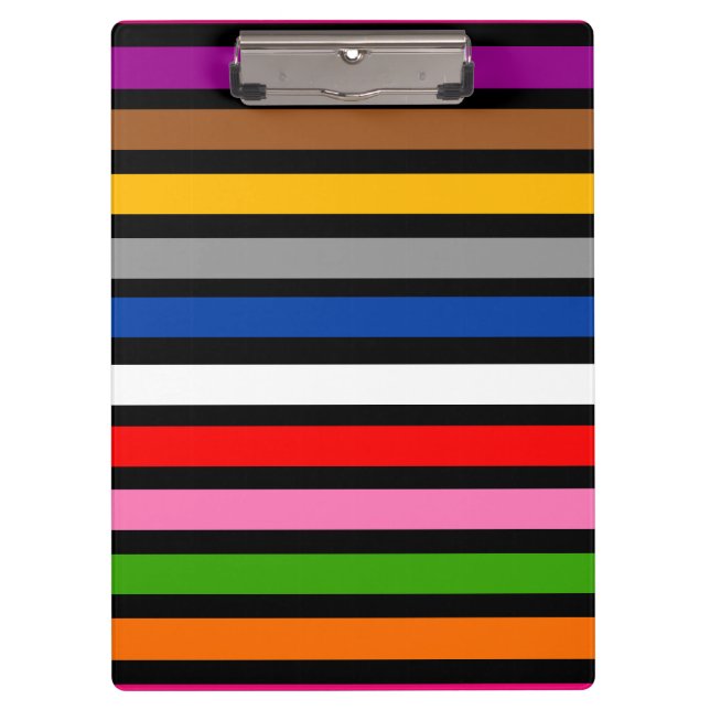 Black Multicolor Stripes Lines Pattern Design  Clipboard (Front)
