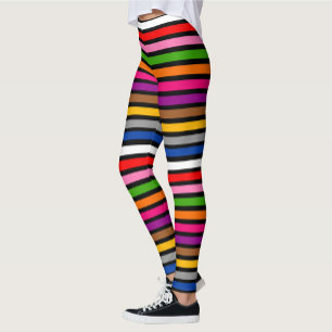 Black Multicolor Stripes Lines Pattern Design Leggings