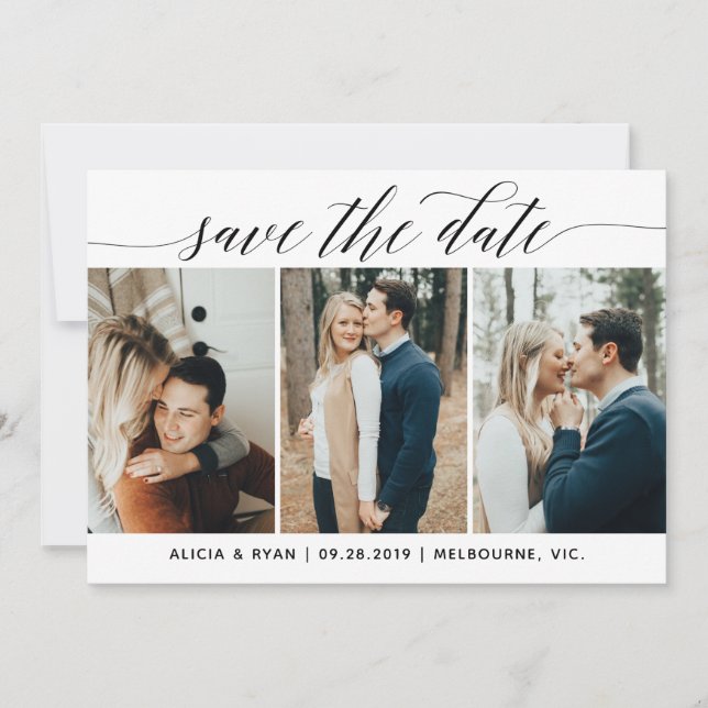 Black multiple photos save the date (Front)