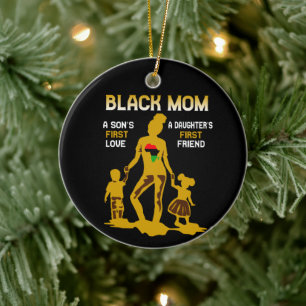 Black Mum Africa Family Personalised Ceramic Tree Decoration