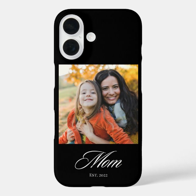 Black Mum Established Elegant Script Photo Case-Mate iPhone Case (Back)