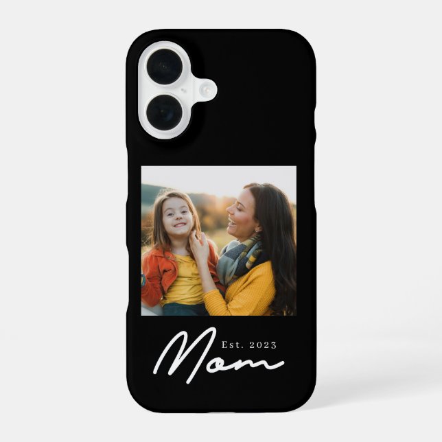 Black Mum Established Script Photo iPhone 16 Case (Back)