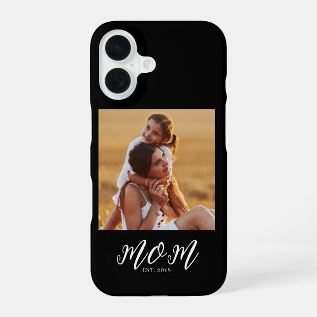 Black Mum Established Script Photo iPhone 16 Case (Back)