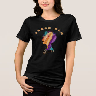 Black Mum Rocks Mother's Day Tri-Blend Shirt