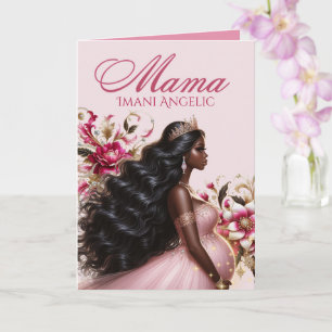 Black Mum To Be Pink Gold Royal Baby Shower Card