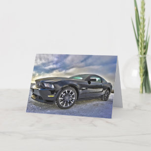 BLACK MUSCLE CAR GREETING BIRTHDAY CARD