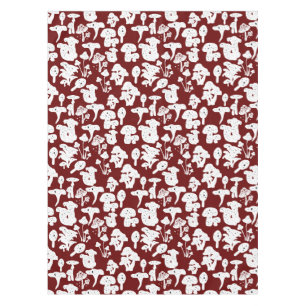 Black mushroom pattern 01b DRed BG Tablecloth