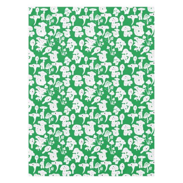 Black mushroom pattern 01b Green BG Tablecloth (Front)