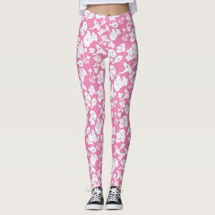 Black mushroom pattern 01b Pink BG Leggings
